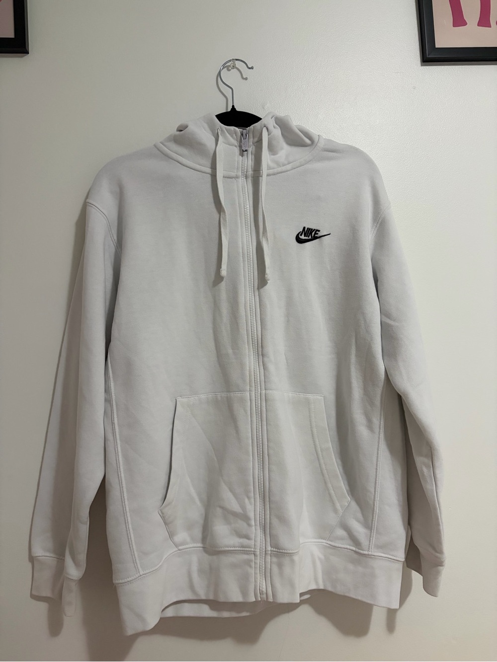 Nike White Full-Zip Utility Hoodie Jacket with Black Logo